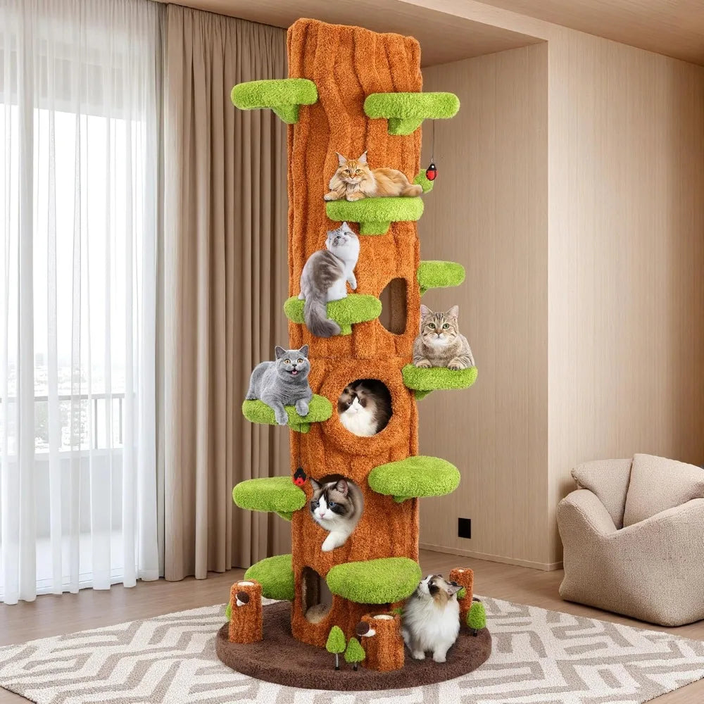 Wooden Indoor Multi Level Cat Tower With Scratching Post Condo