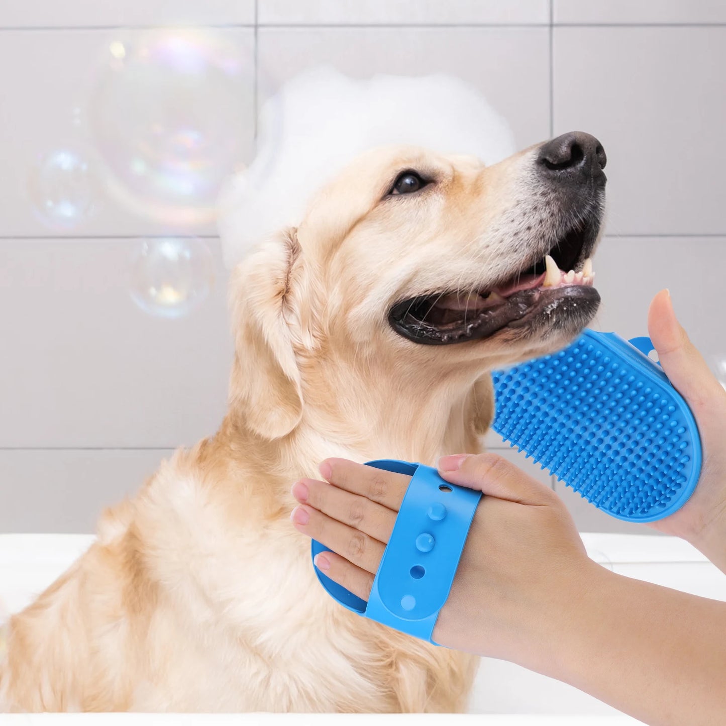 Six Piece Silicone Pet Grooming Gloves And Bath Brush Set For Dogs And Cats