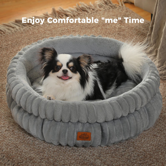 PAWZ Road All-Seasons Cozy Round Pet Bed for Dogs Cats