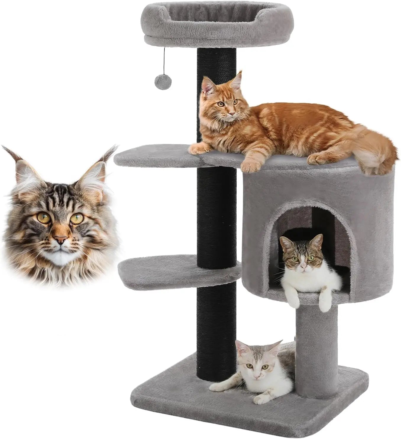 Multi-Level Cat Tree With Scratching Posts And Indoor Condo