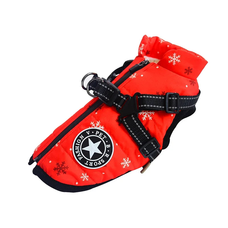 Winter Waterproof Dog Jacket With Harness For Labrador Chihuahua Outdoor