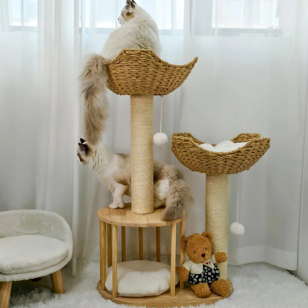 BORWARTCN Three Tier Cat Tree Plush Napping Perches Kitten Condo