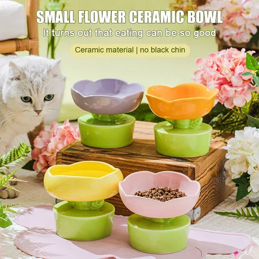 Hign-concerned Flower Shaped Pet Bowl Ceramic For Cats