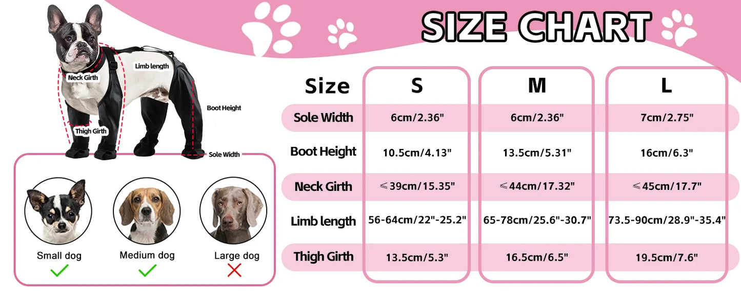NONECN Dog Full Leg Waterproof Boots Non Slip Rain Shoes