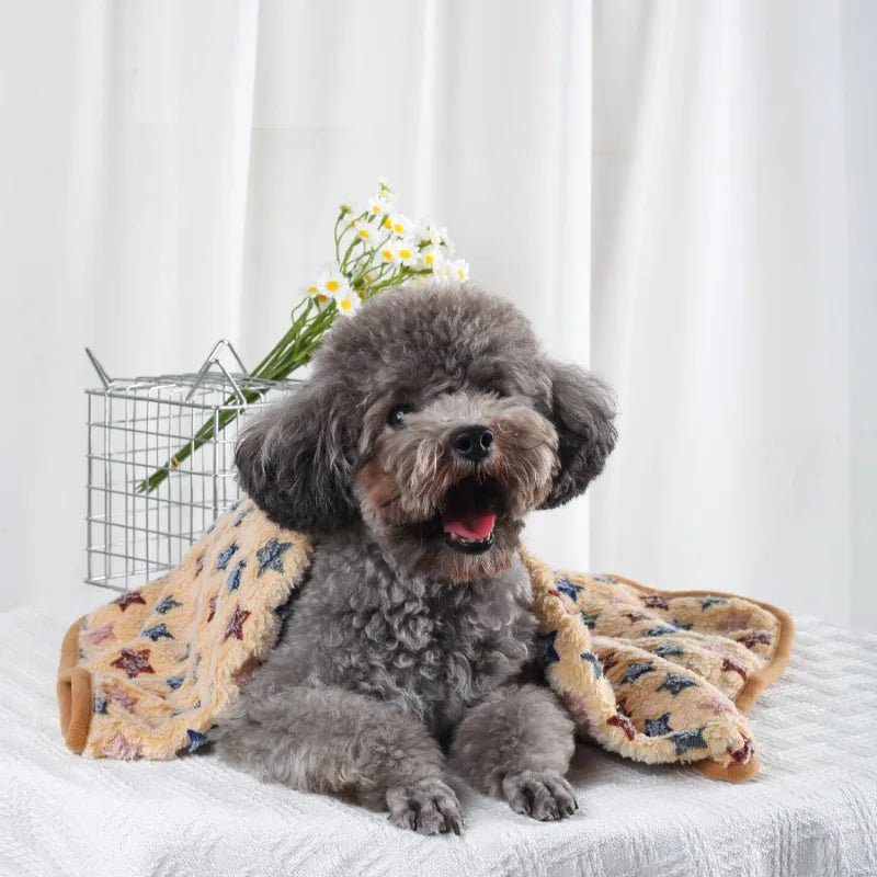 Soft Fluffy Pet Blanket Fleece Paw Print Mat for Dogs