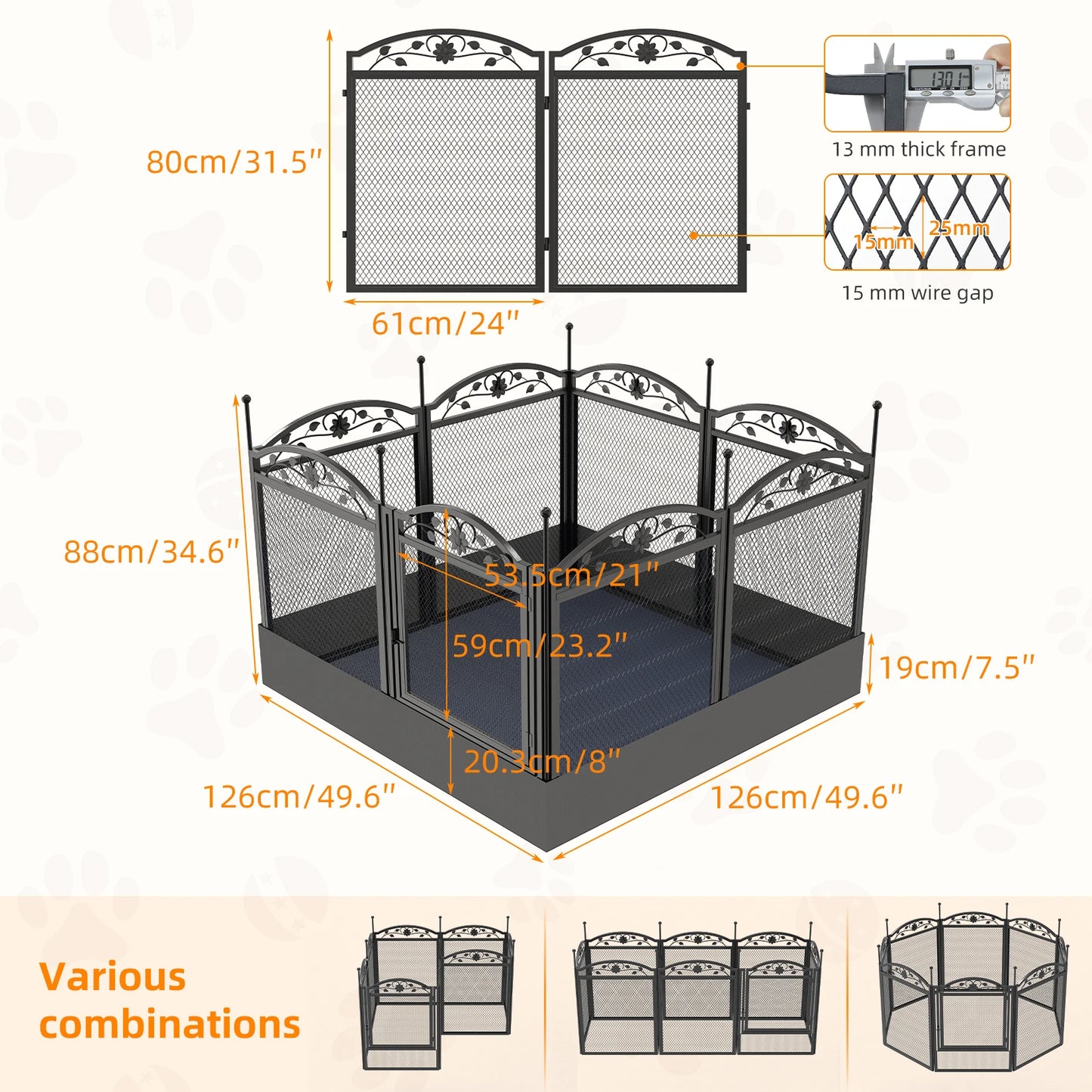 BINGOPA Foldable Heavy Duty Dog Playpen With Gate And Mat