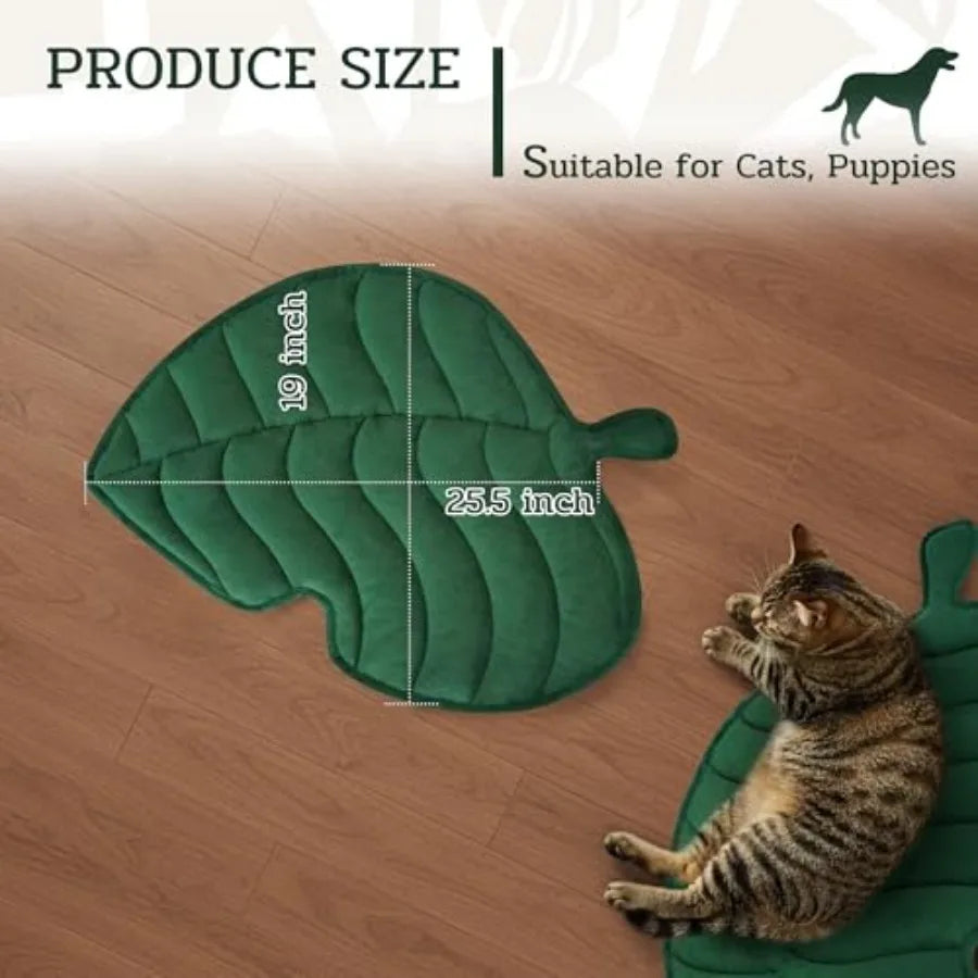Leaf Shaped SelfWarming Cat Bed Mat for Sofa Crate Kennel