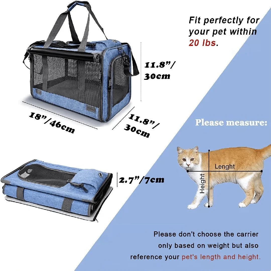 Airline Approved Foldable Pet Travel Cage for Cats and Dogs