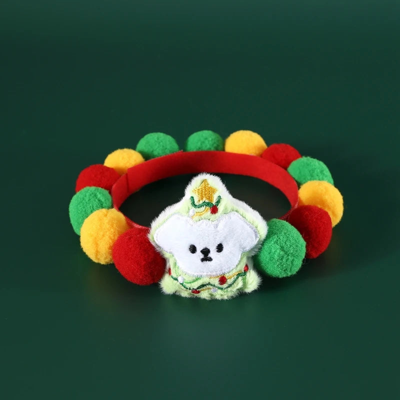 Guangdong Festive Pet Holiday Collar With Fluffy Pom Pom