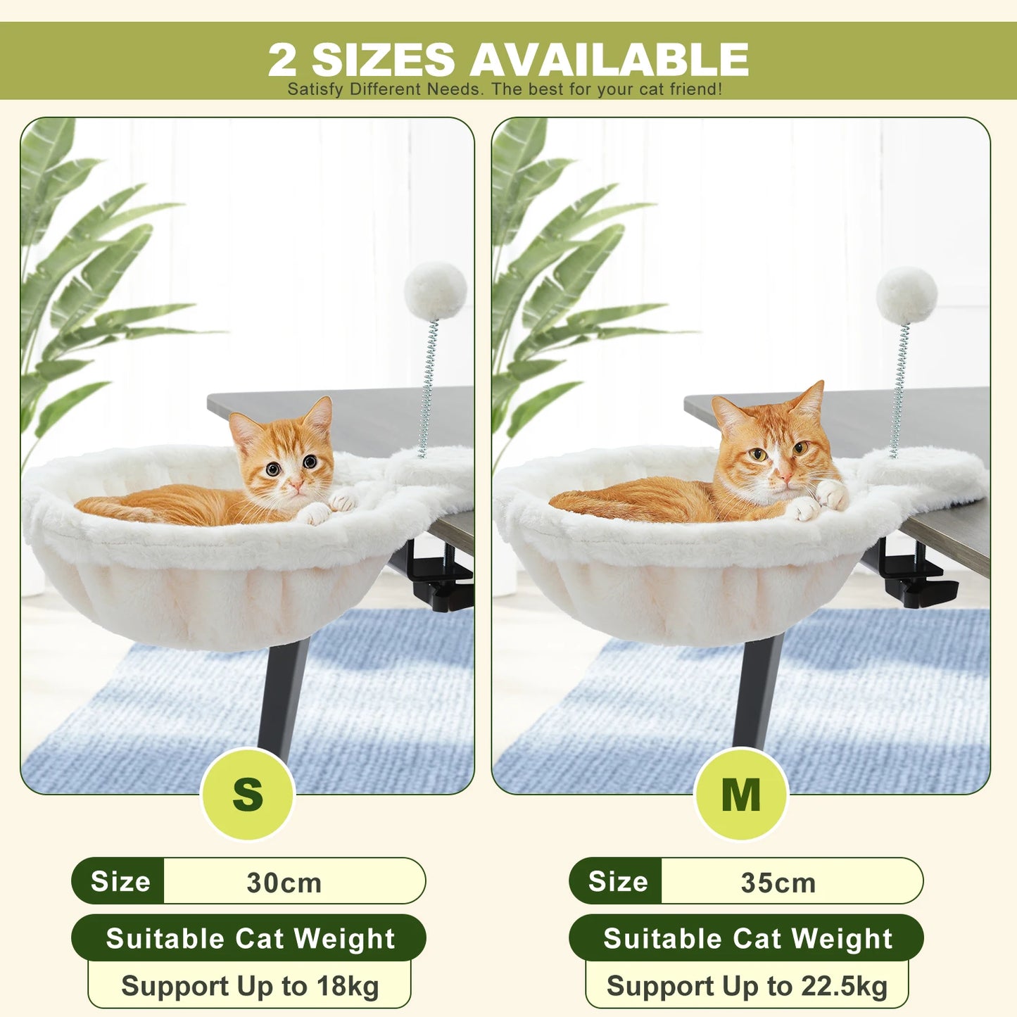 PEQULTICN Cozy Portable Cat Bed With Safe Hammock Toy