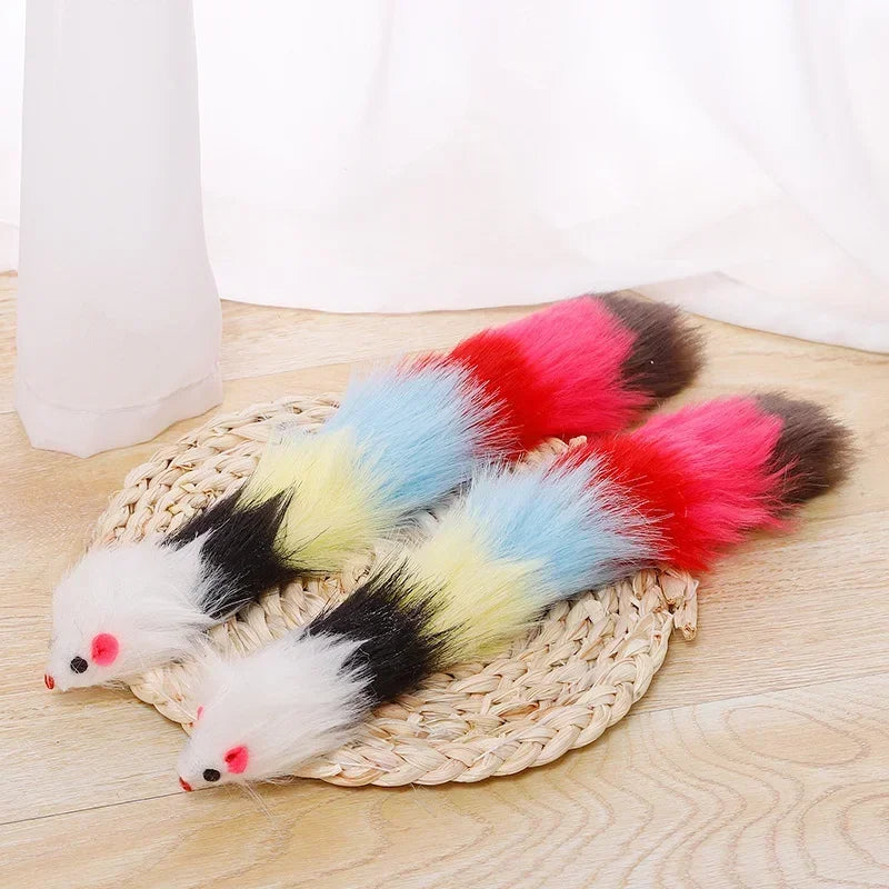 Guangdong Real Rabbit Fur Cat Toy Mouse With Bells