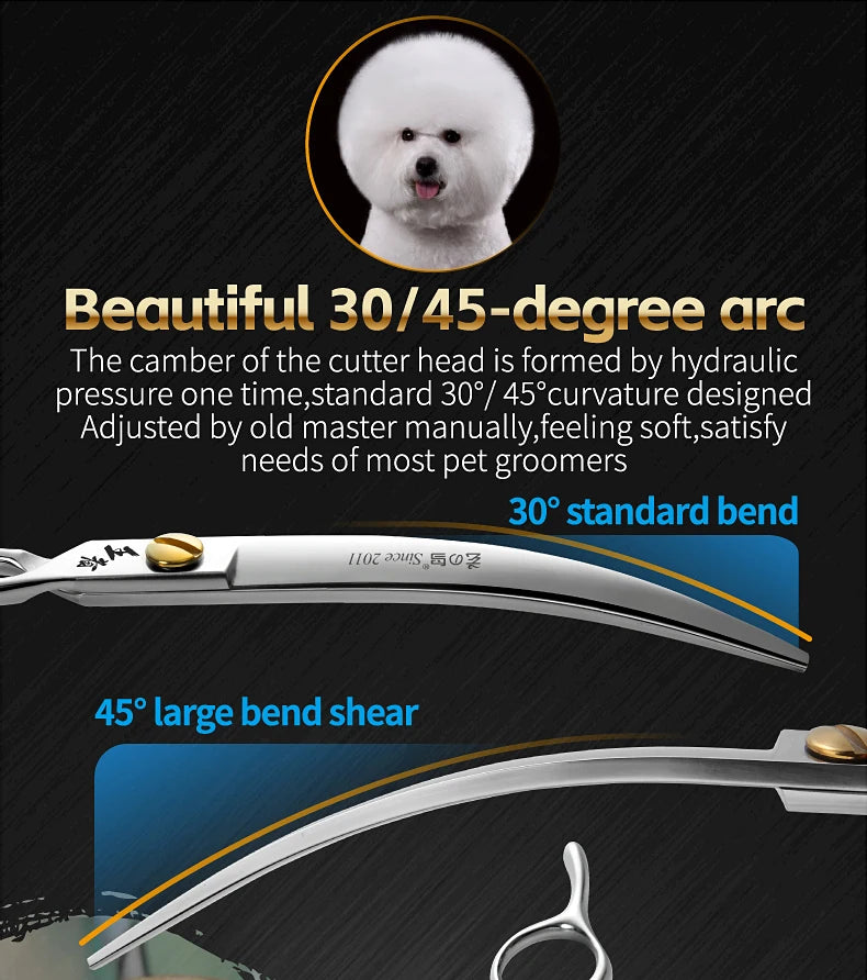 Fenice King Series VG10 Steel Dog Grooming Scissors Straight Curved Thinning