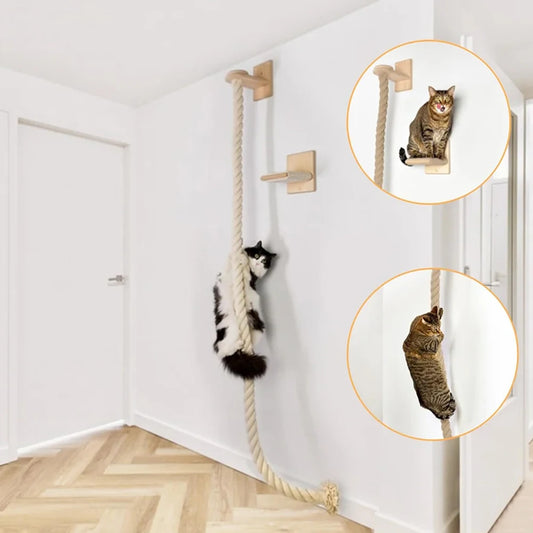 PETRAVELCN Cat Climbing Shelf And Rope Tree Mounted Scratching Post