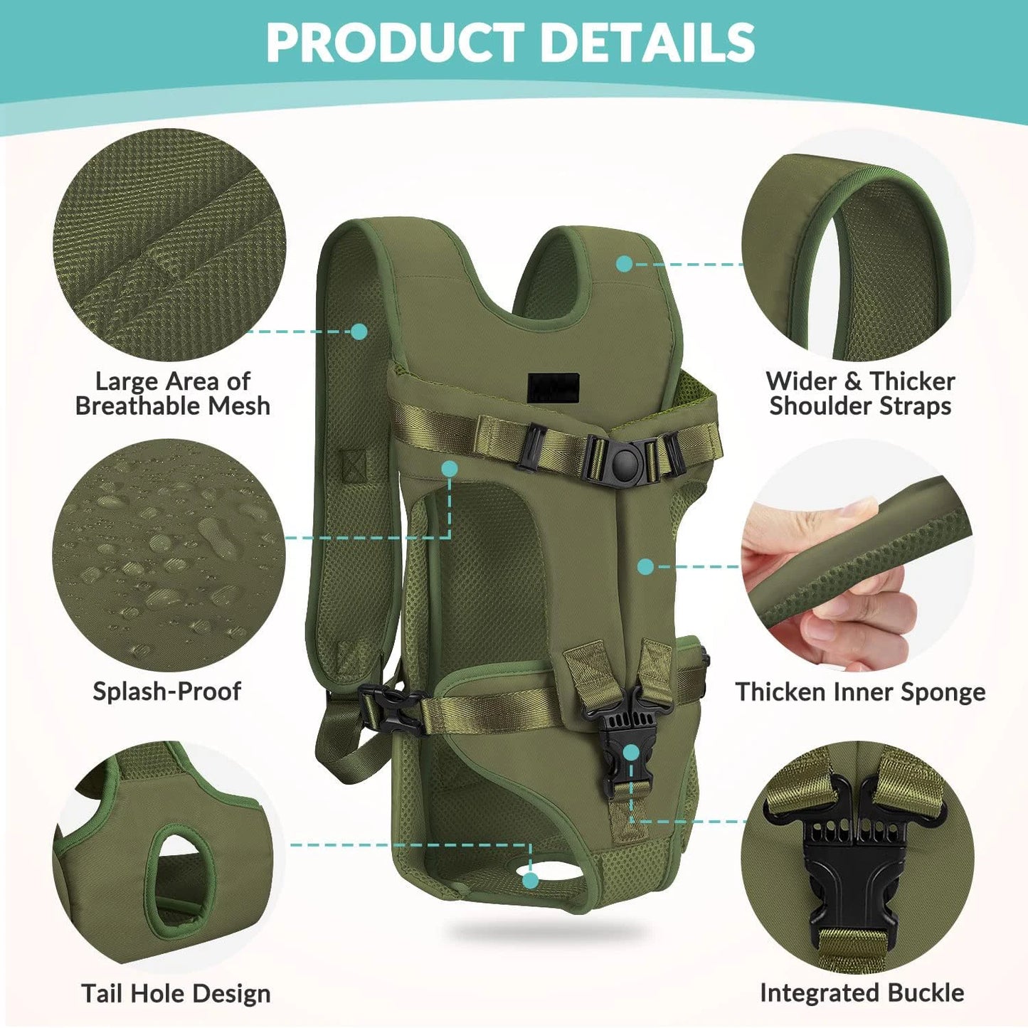 Pet Carrier Backpack For Dogs And Cats Thickened Sponge Comfort