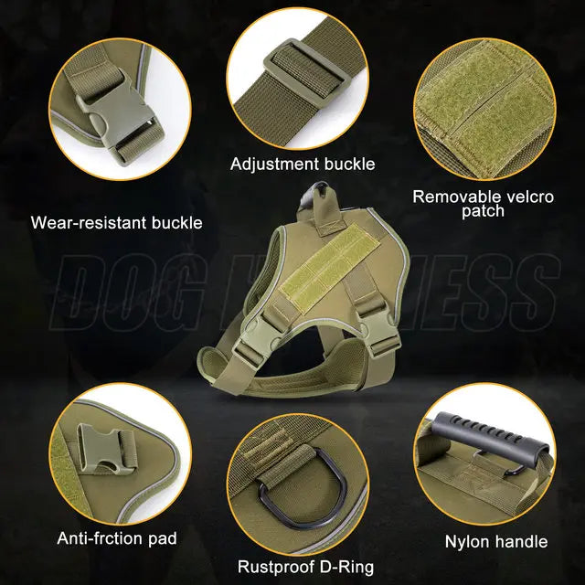 NONECN Tactical Military Vest For Large Dogs Training Harness