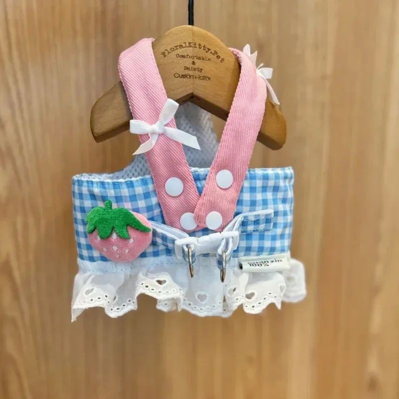 YTYINCN Strawberry Lace Dog Harness Leash Set Vest