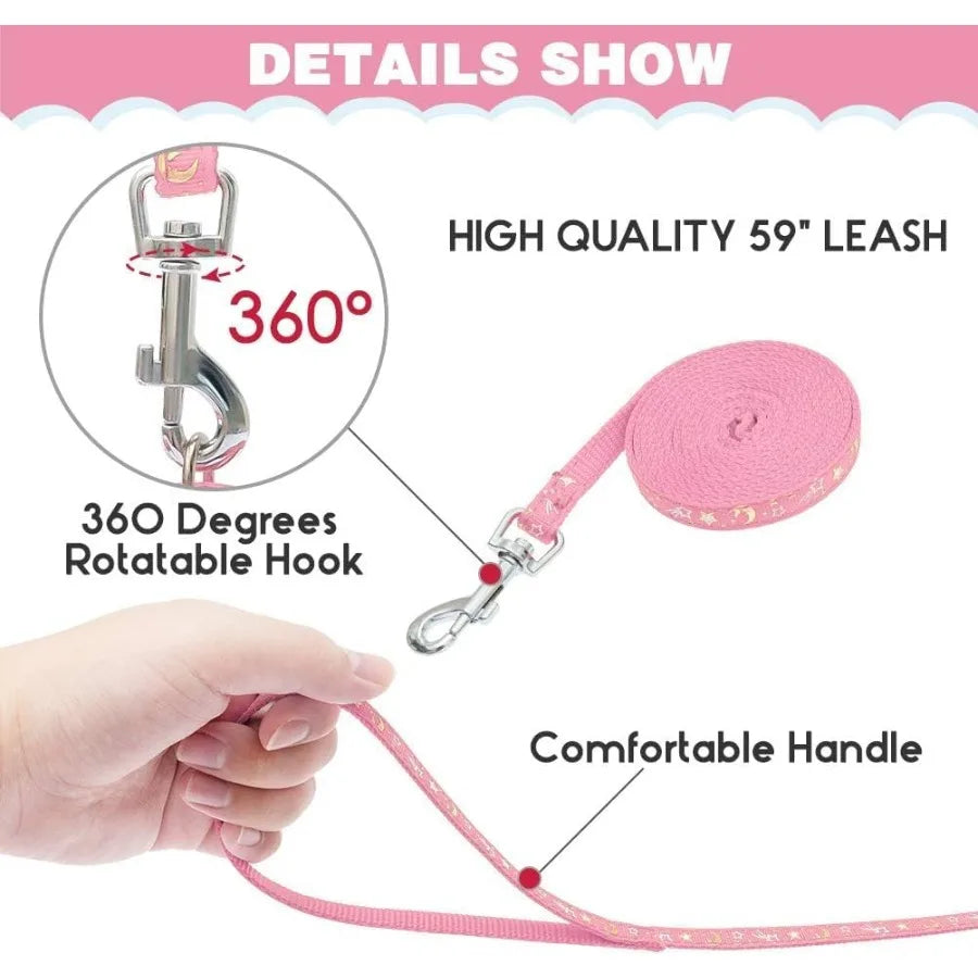 Escape Proof Adjustable HShaped Cat Harness With Leash Set