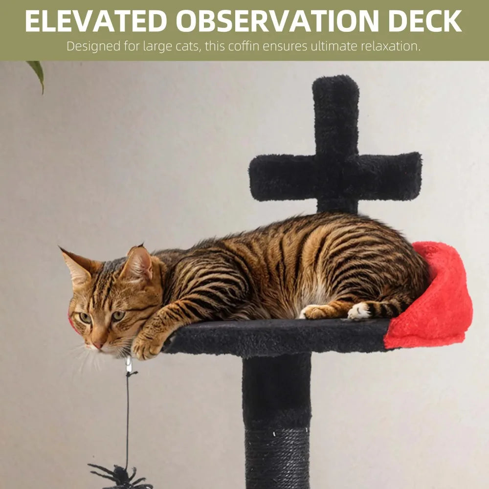 Hign-concerned Gothic Cat Tree Coffin Bed Tower with Sisal Posts