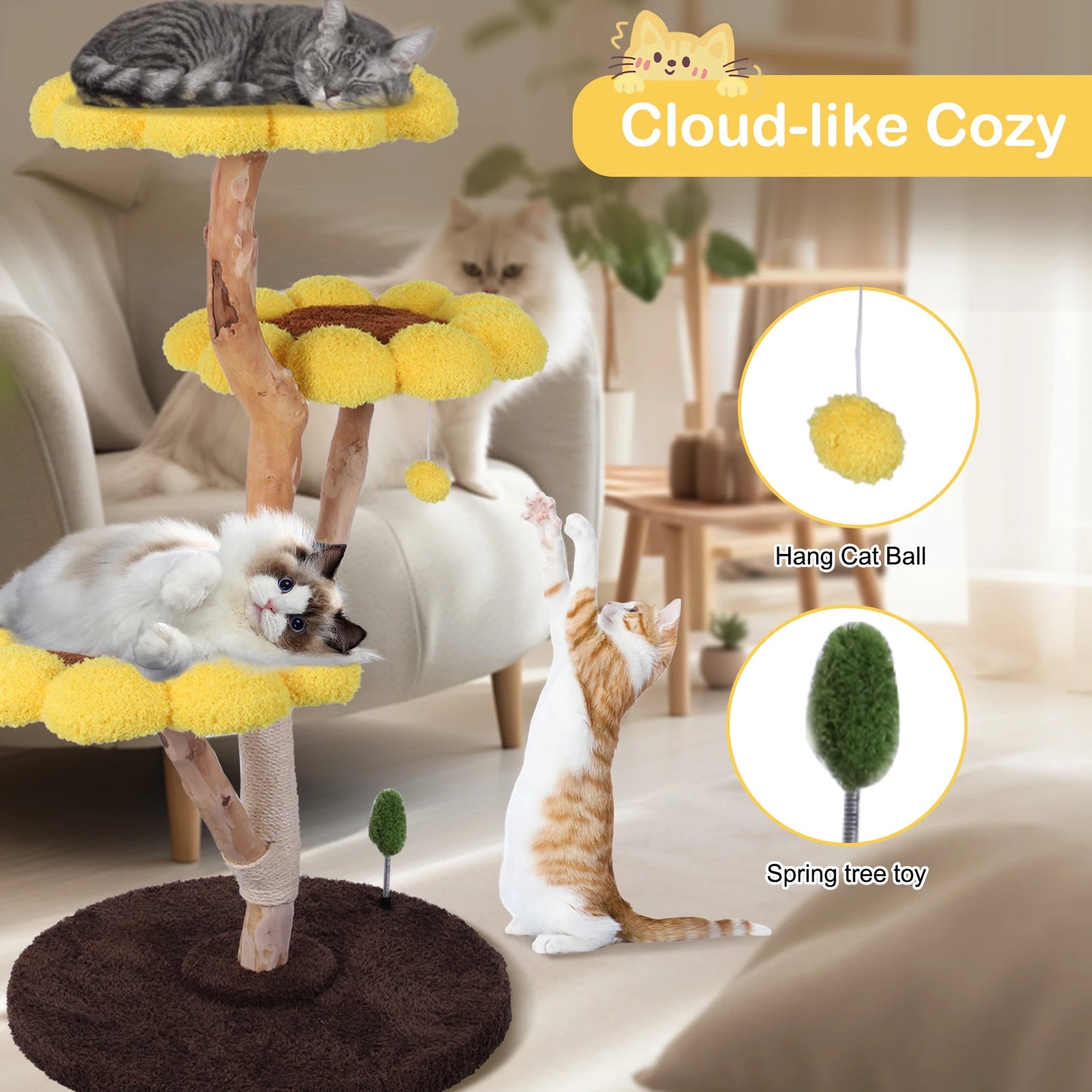 CN Guangdong Sunflower Cat Tree With Natural Scratching Post