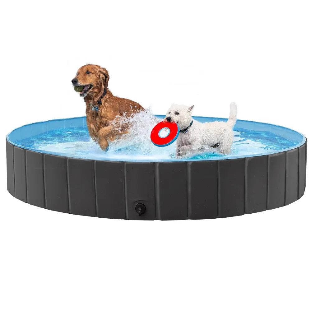 Large Foldable Dog Pool Collapsible Plastic Pet Bath Tub Scratch Resistant