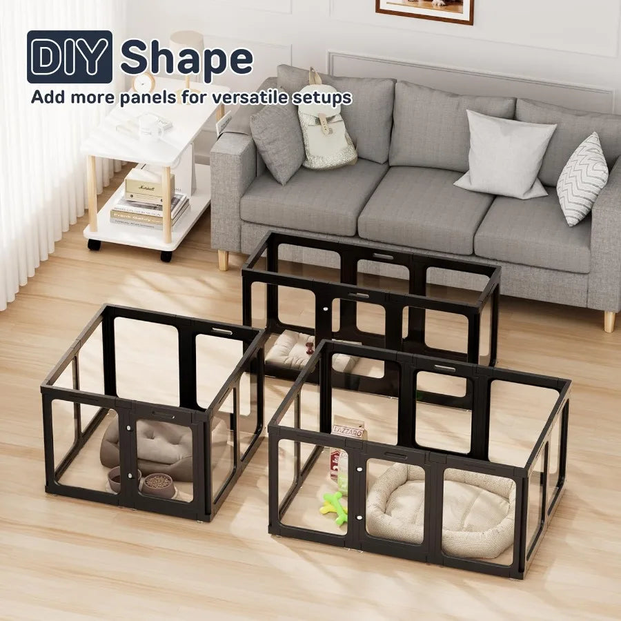 Hign-concerned Acrylic Dog Playpen Indoor Easy Assemble 8 Panel Door