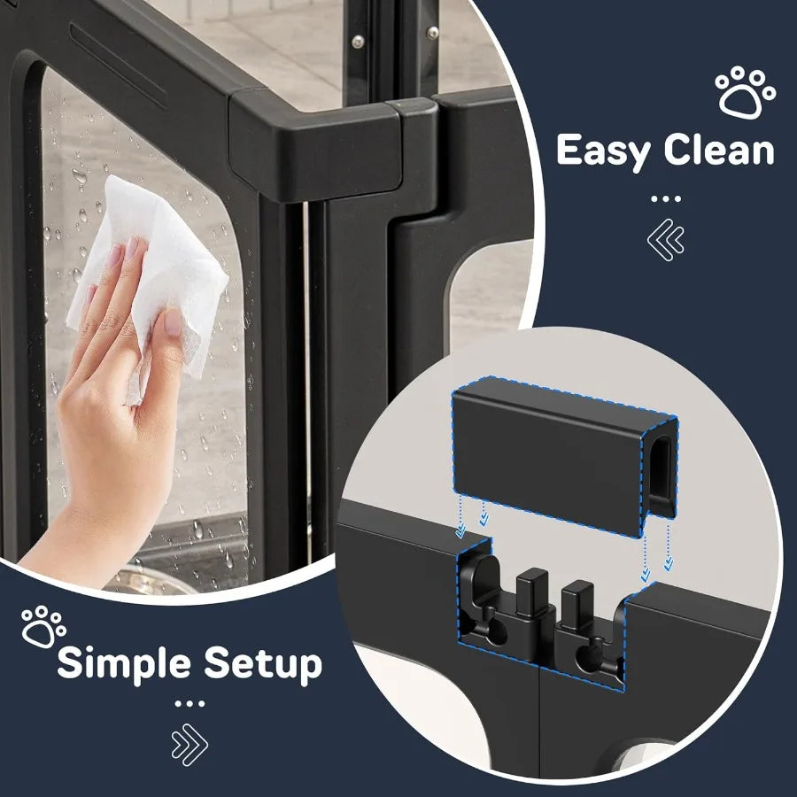 Hign-concerned Acrylic Dog Playpen Indoor Easy Assemble 8 Panel Door