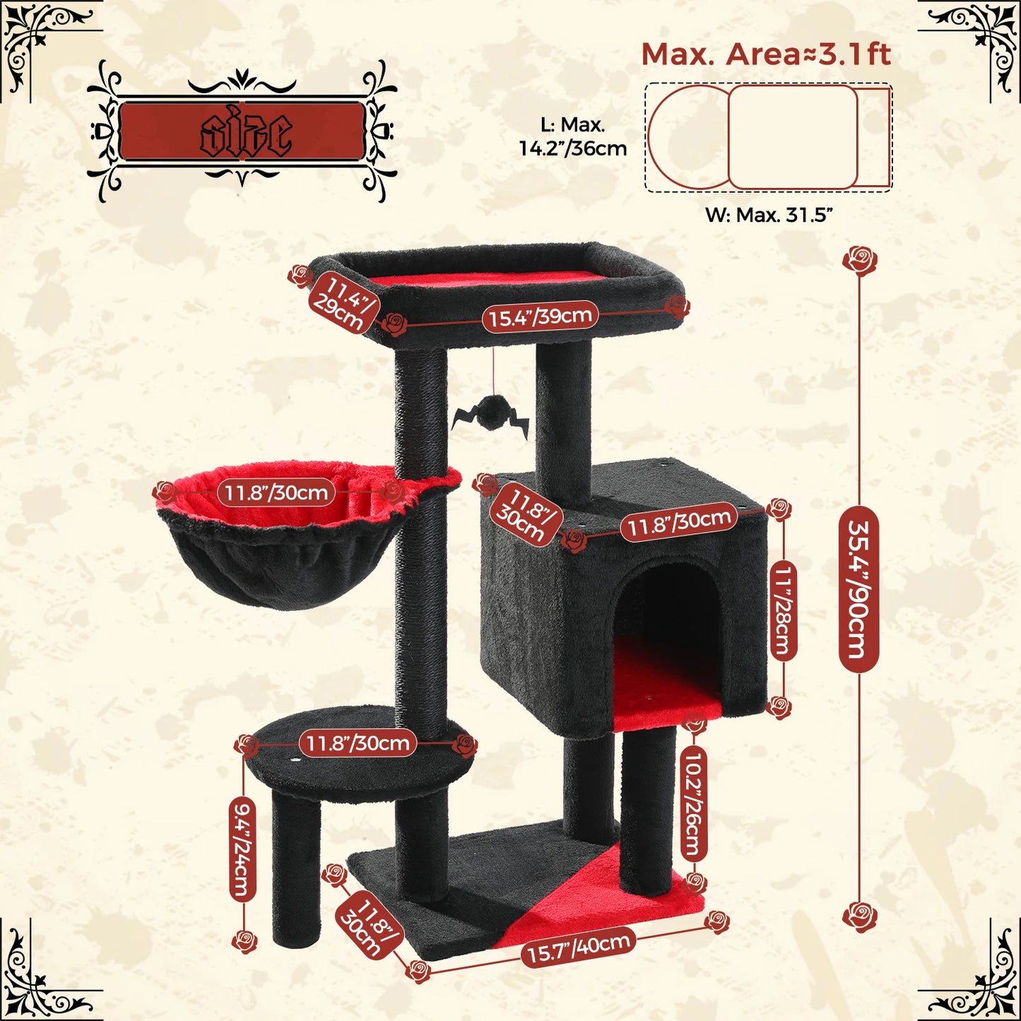 PEQULTICN Cat Tree with Scratching Post and Cozy Private Condo