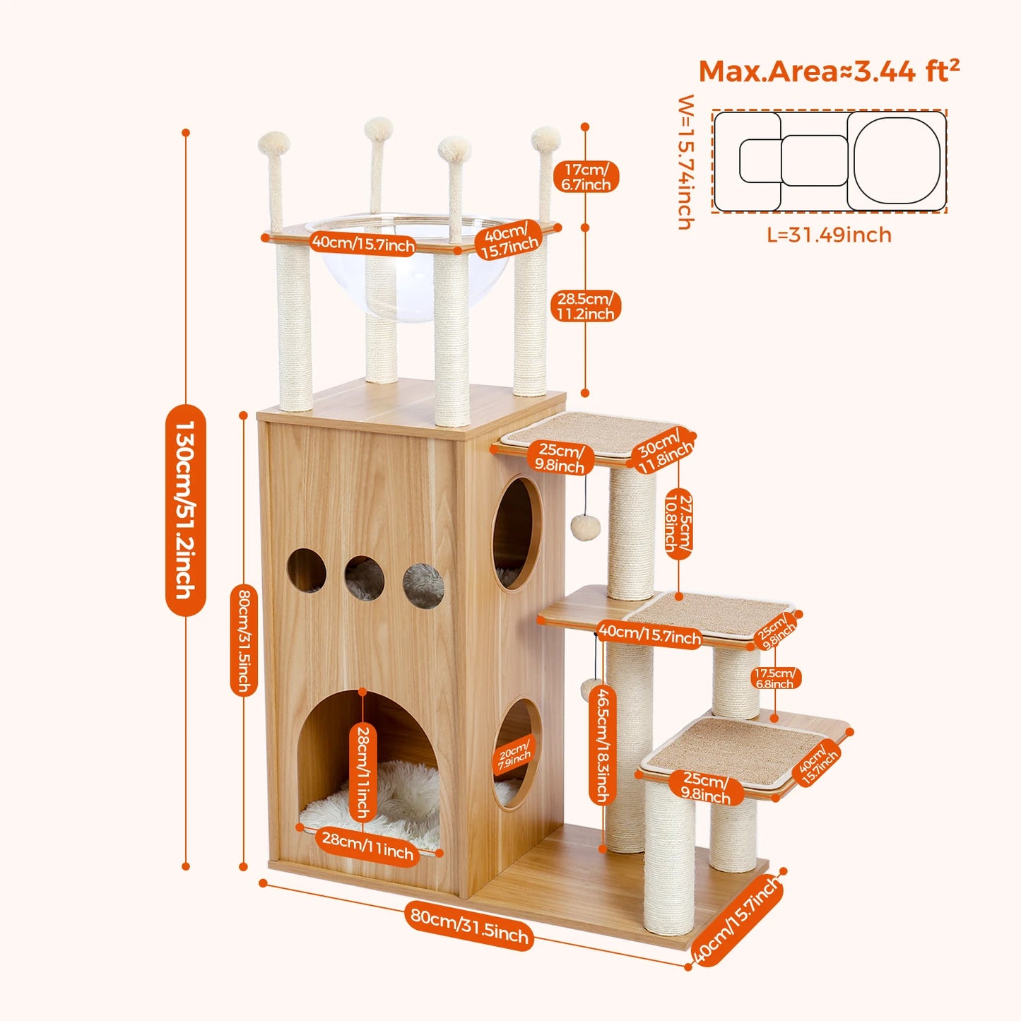 PAWZ Road Modern Cat Tree Tower For Large Indoor Cats