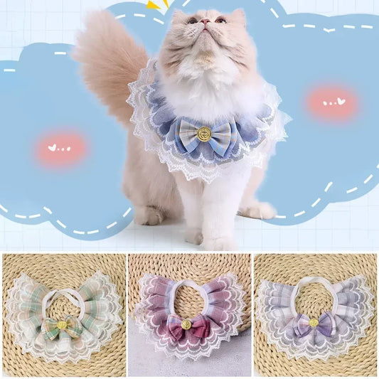 High-concerned Drool Bib Lace Bow Cat And Dog Collar