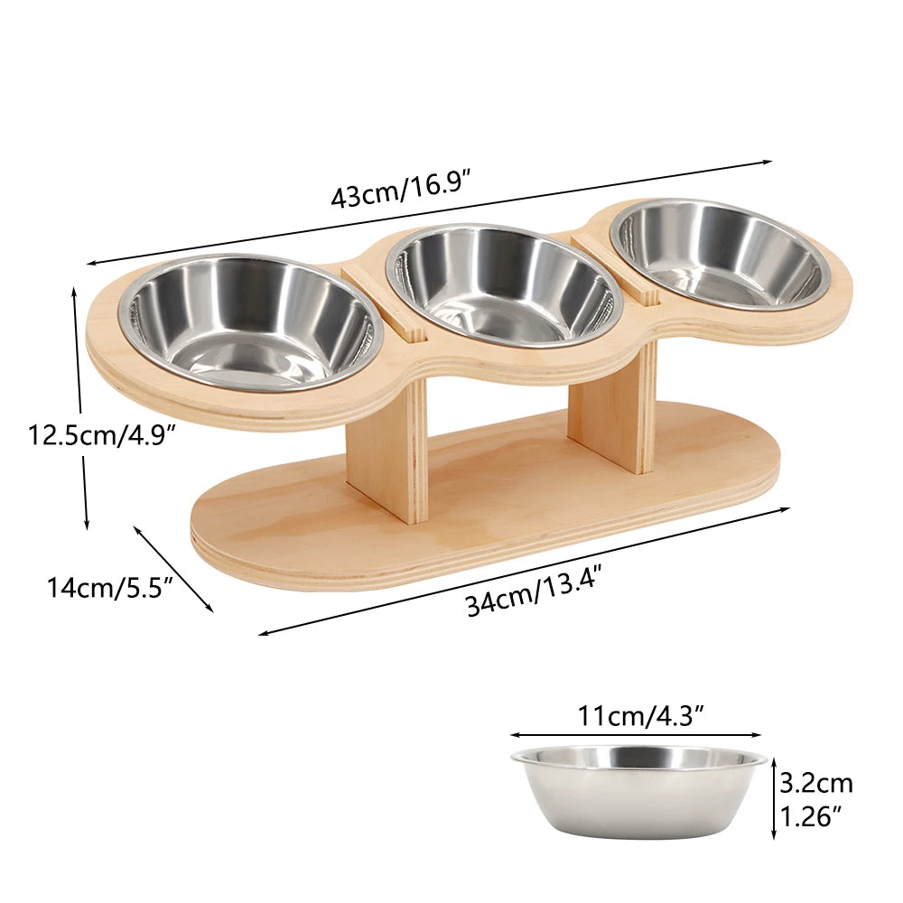 PETRAVEL Cat 3 Bowls in 1 Feeder Tilted Raised Bowls