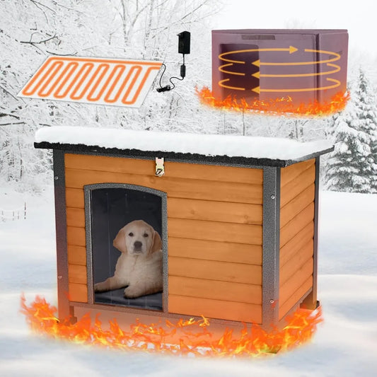 Outdoor Heated Dog House With Anti Chew Iron Frame
