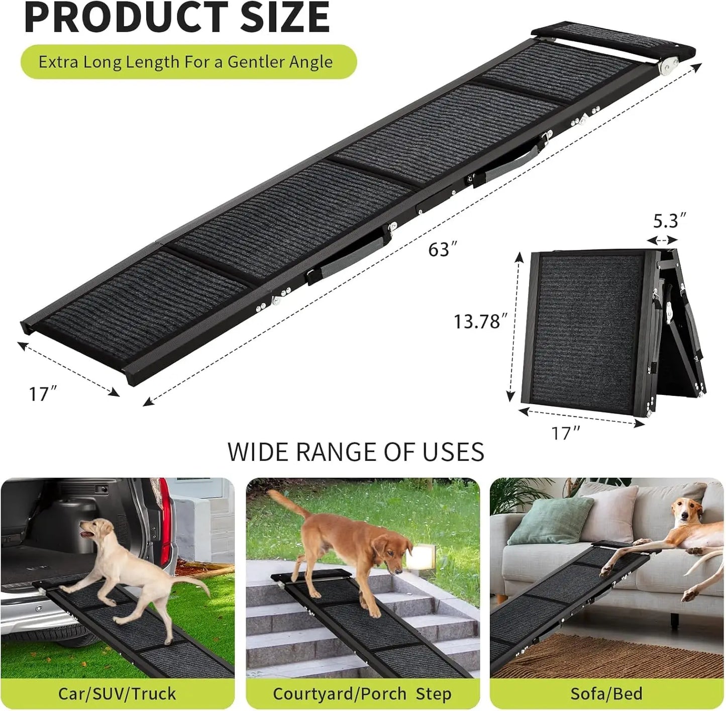HiMISS Car Dog Ramp Folding Pet Steps for Portable Use