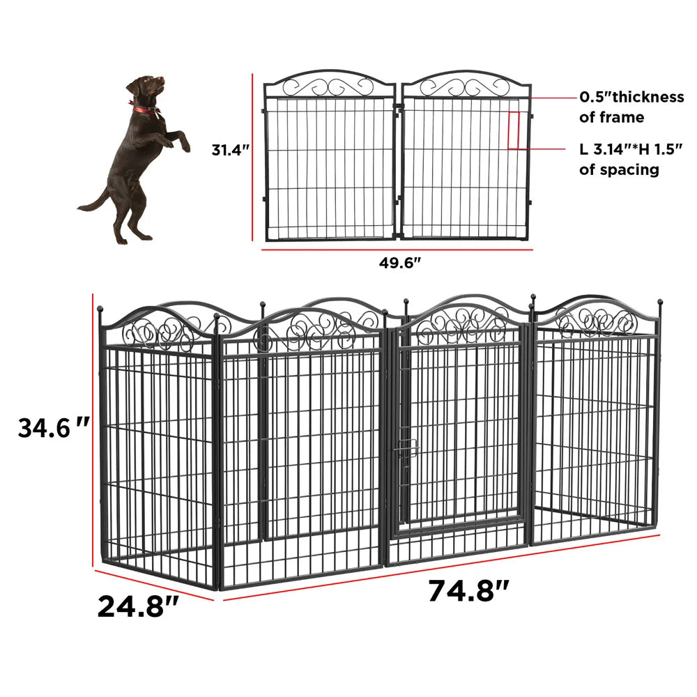 BORWARTH Heavy Duty Dog Playpen 8 Panel Wire Fence Enclosure