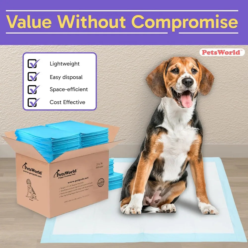 PETSWORLD Puppy Pads 300 Count Tear Resistant Economy Value