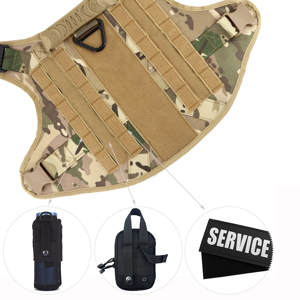 PETRAVEL CN Military Large Dog Harness Vest Set Patches For Malinois Training