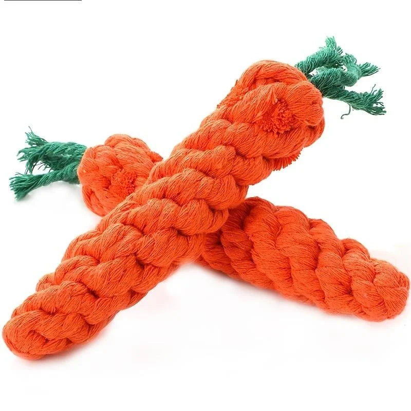 Carrot Shape Knot Dog Cat Toy Cotton Rope Chew Toy