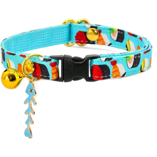 Hign-concerned Cat Collar With Sushi Charm Safety Breakaway