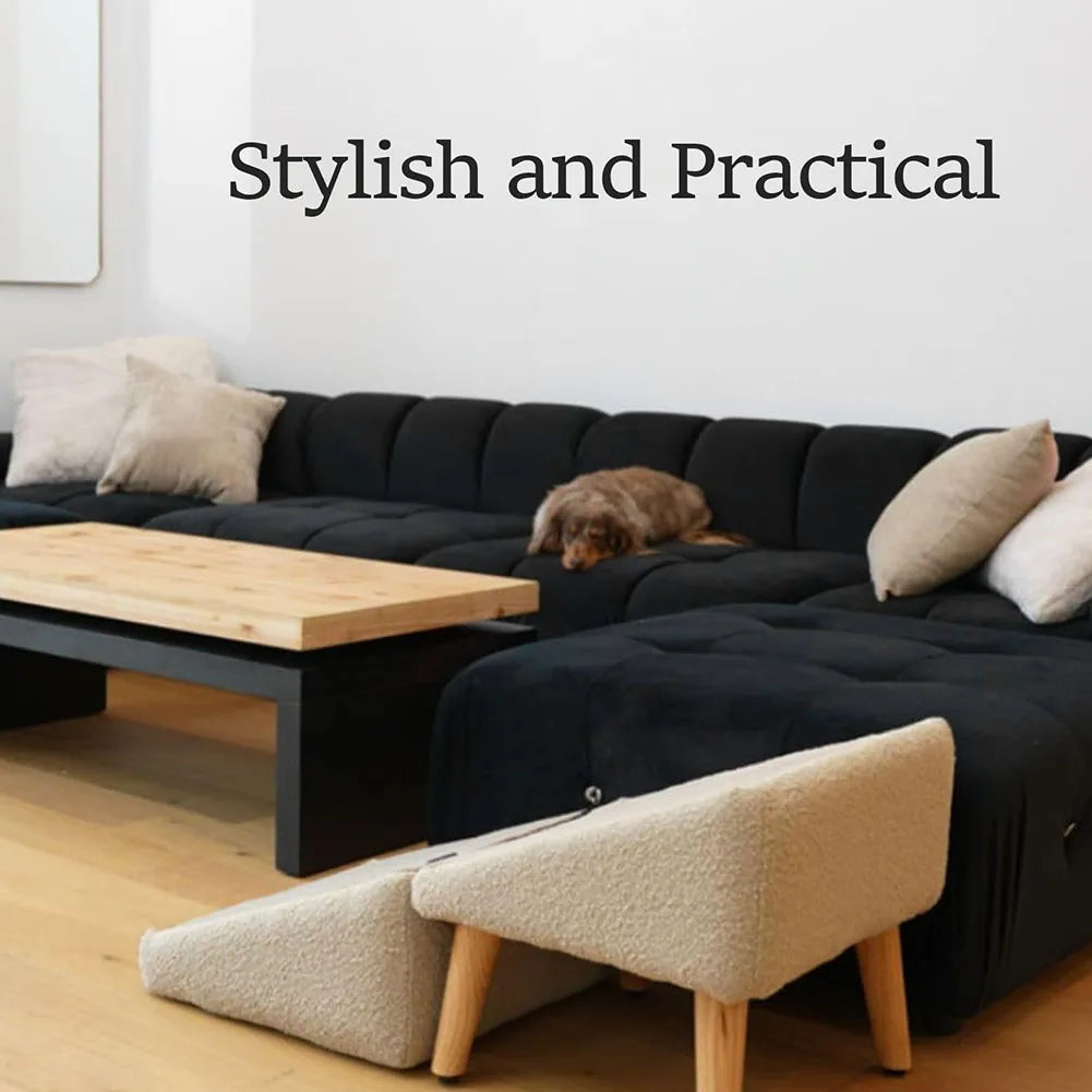 APWIKOGERH 2 In 1 Pet Ramp With Footrest Non Slip Foldable Dog Vehicle Stair