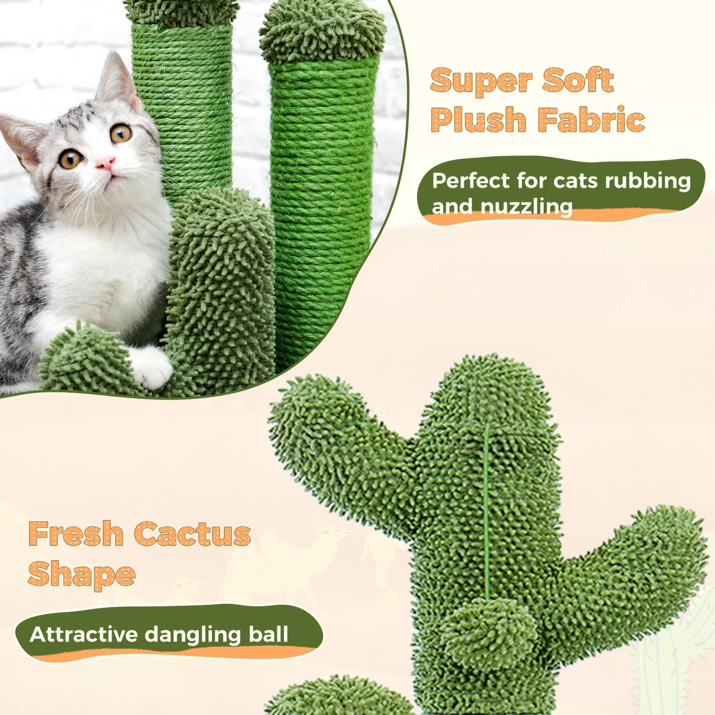 PAWZ Road Cactus Cat Scratcher Scratching Post Interactive Ball