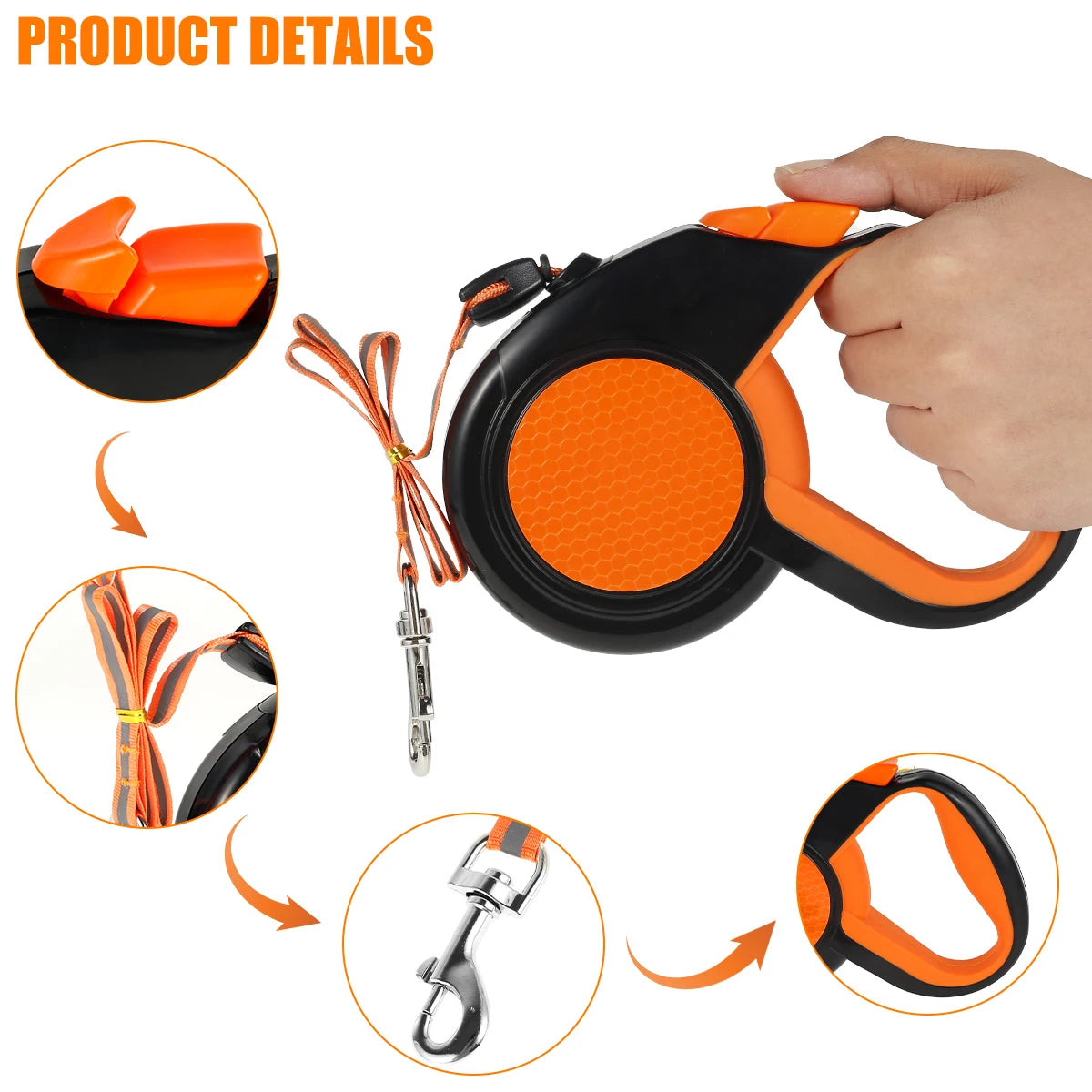 NONECN Hands Free Reflective Retractable Dog Leash Waist Bag