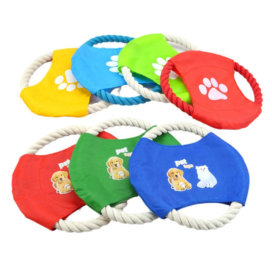 Hign-concerned Pet Cotton Rope Frisbee Dog Training Toy for Interactive Play