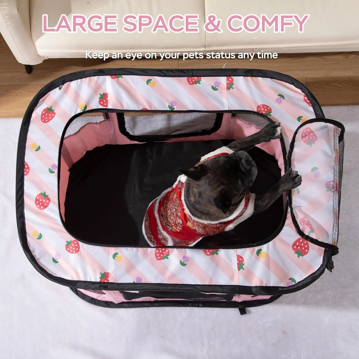 Portable Cat Playpen and Collapsible Dog Kennel for Small Pets