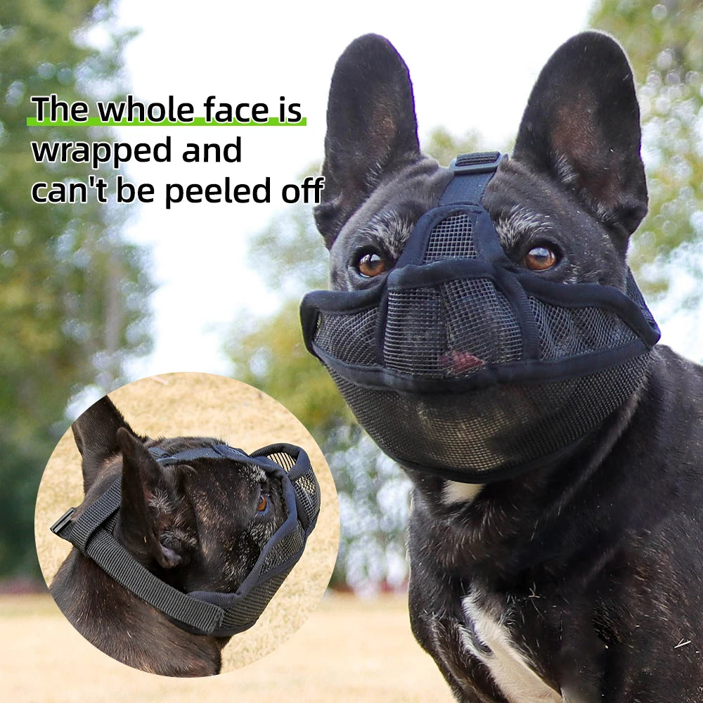 Breathable Muzzle for Short Snouted Dogs Prevent Barking French Bulldogs