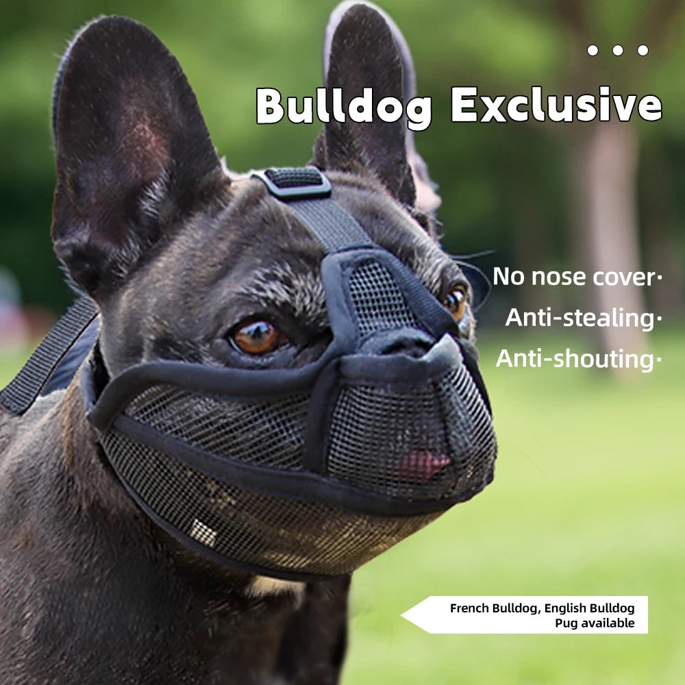 Breathable Muzzle for Short Snouted Dogs Prevent Barking French Bulldogs
