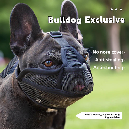Breathable Muzzle for Short Snouted Dogs Prevent Barking French Bulldogs