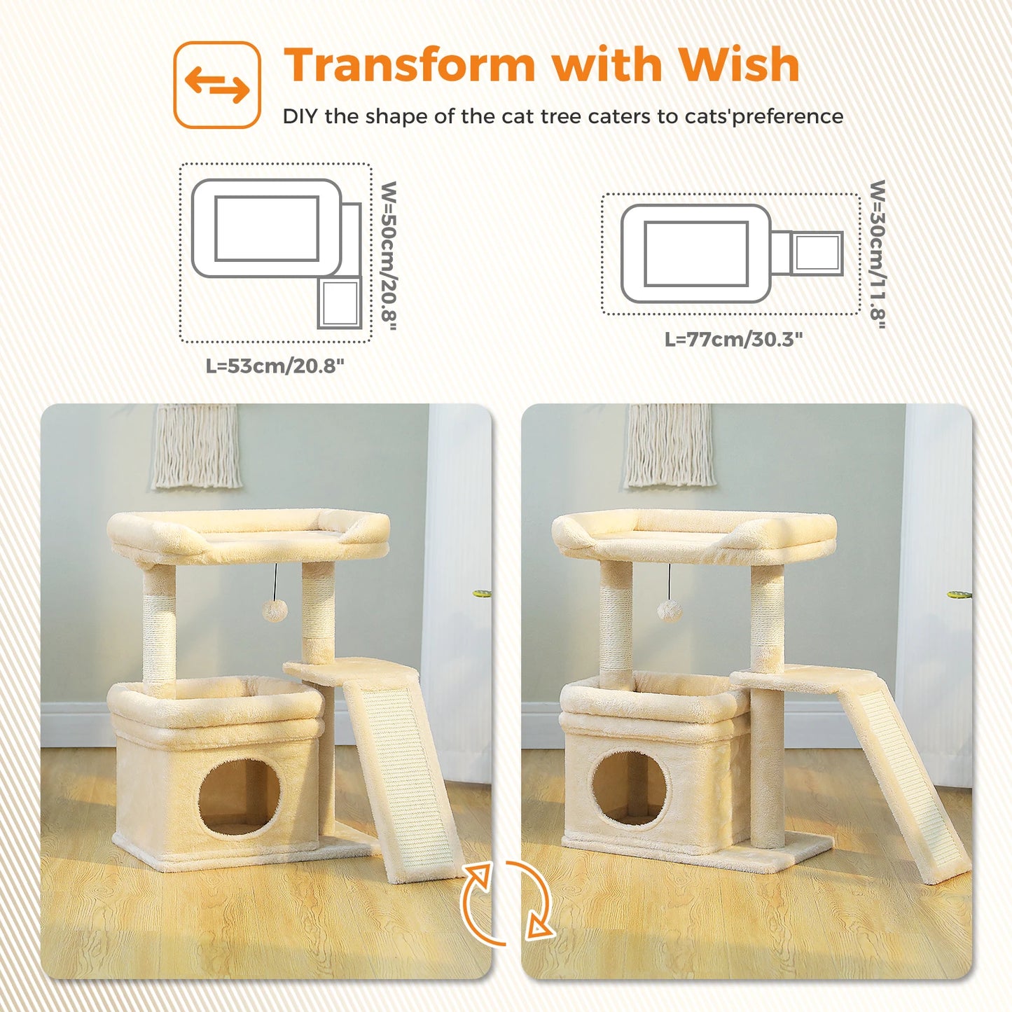 PAWZ Road Cat Tree Indoor Tower With Sisal Scratching Post