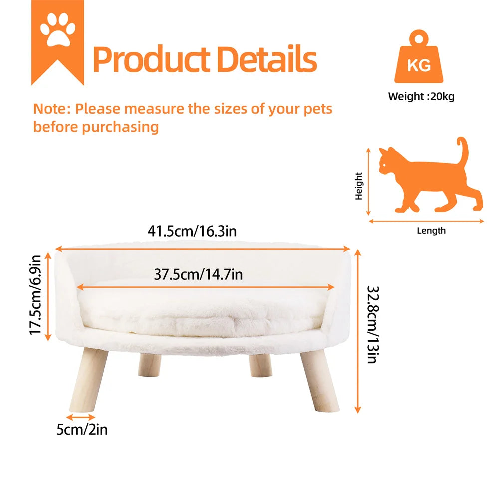 BORWARTCN Ultra Soft Elevated Dog Cat Sofa Bed Removable Cushion