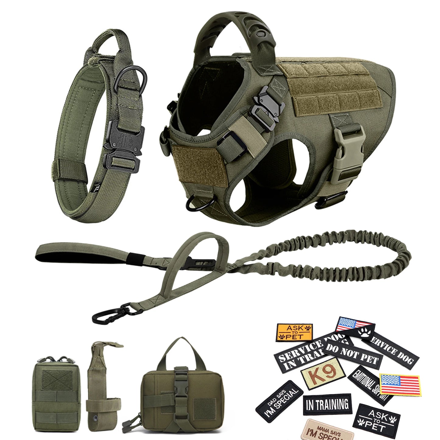 PETRAVEL CN Military Large Dog Harness Vest Set Patches For Malinois Training