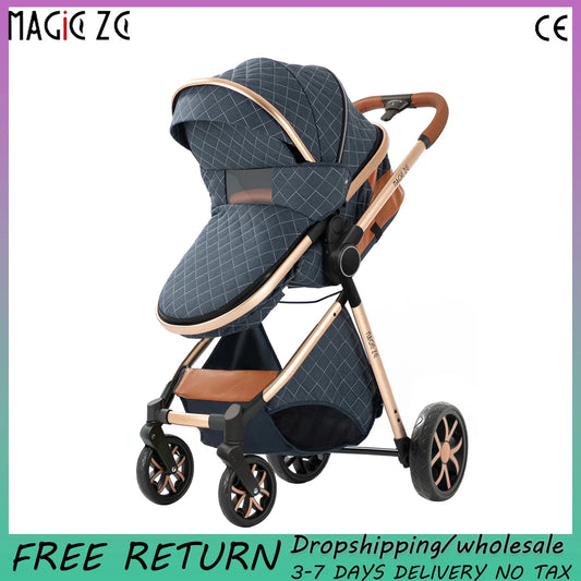 High-Concerned Four-Wheel Lightweight Baby Stroller Foldable Pram