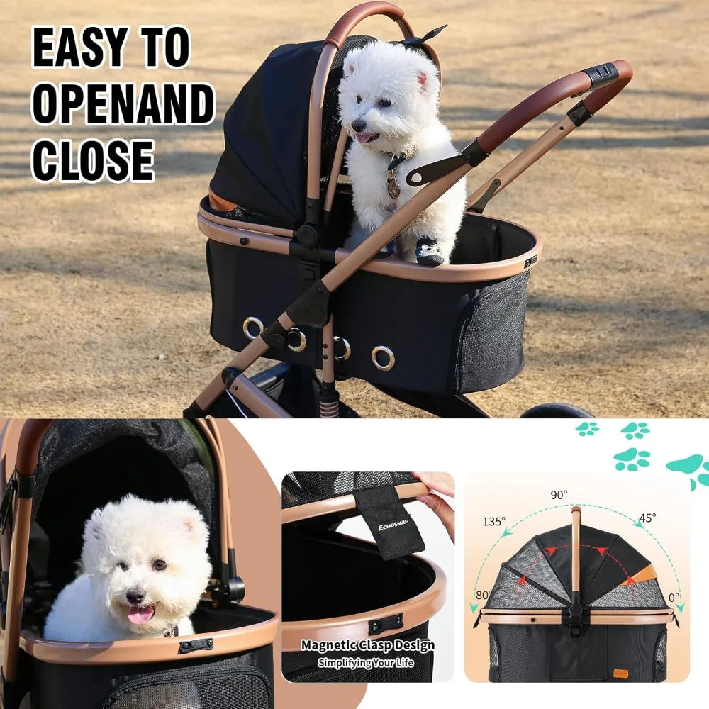TIFICY 4 In 1 Pet Stroller Folding Lightweight Carrier